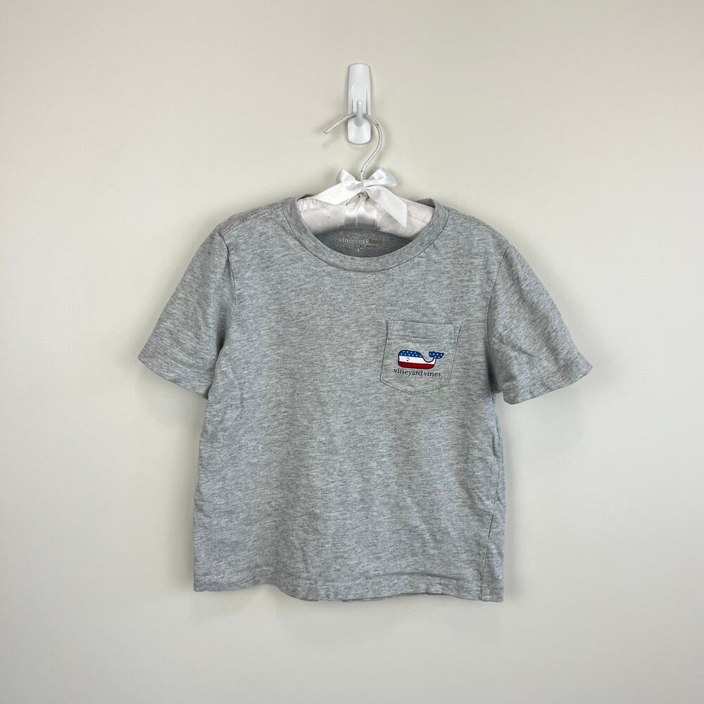 Vineyard Vines Short Sleeve American Flag Whale Pocket T-Shirt 4T